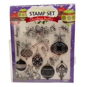 Quick Cards Christmas Baubles Ornaments Cling Stamp Set Jennifer Ellory UK